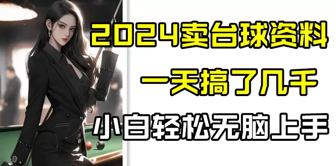 2024卖台球资料，一天搞了几千，小白轻松无脑上手 - 淘客掘金网-淘客掘金网