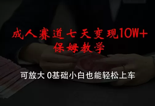 成人赛道七天变现10W+保姆教学，可放大，0基础小白也能轻松上车 - 淘客掘金网-淘客掘金网