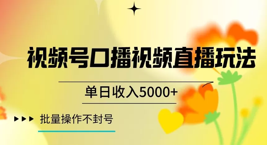 视频号囗播视频直播玩法，单日收入5000+，批量操作不封号【揭秘】 - 淘客掘金网-淘客掘金网