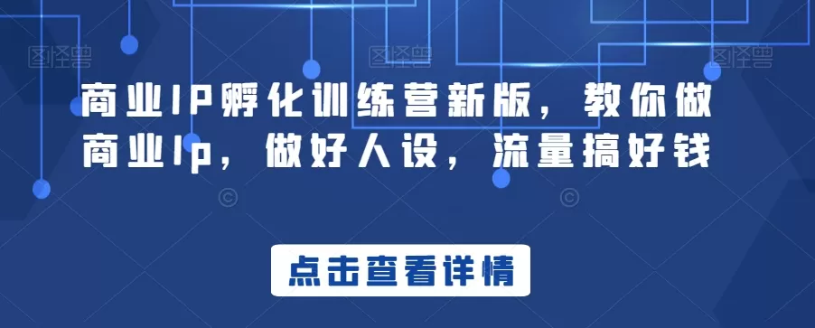 商业IP孵化训练营新版，教你做商业Ip，做好人设，流量搞好钱 - 淘客掘金网-淘客掘金网