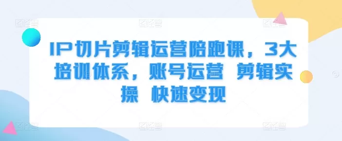 IP切片剪辑运营陪跑课，3大培训体系，账号运营 剪辑实操 快速变现 - 淘客掘金网-淘客掘金网