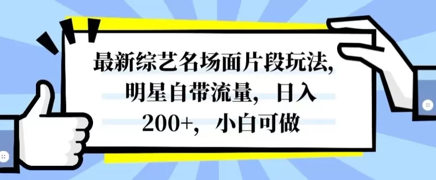 最新综艺名场面片段玩法，明星自带流量，日入200+，小白可做【揭秘】 - 淘客掘金网-淘客掘金网