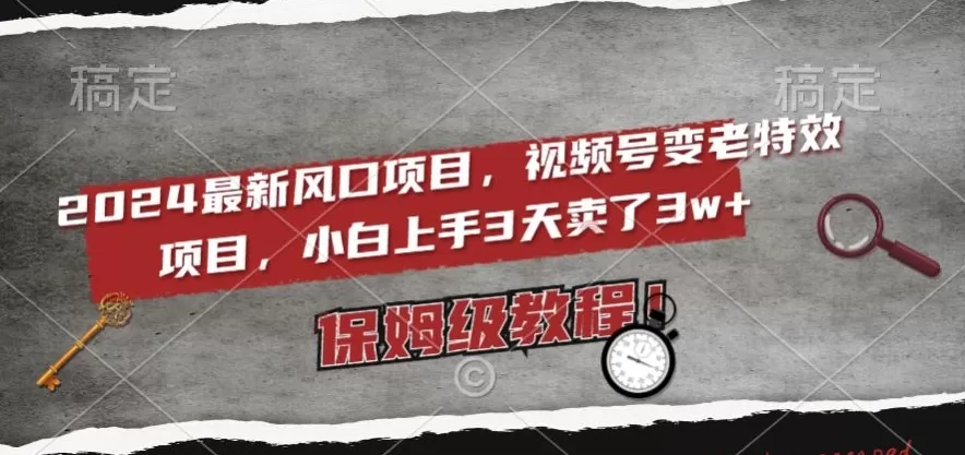 2024最新风口项目，视频号变老特效项目，电脑小白上手3天卖了3w+，保姆级教程【揭秘】 - 淘客掘金网-淘客掘金网