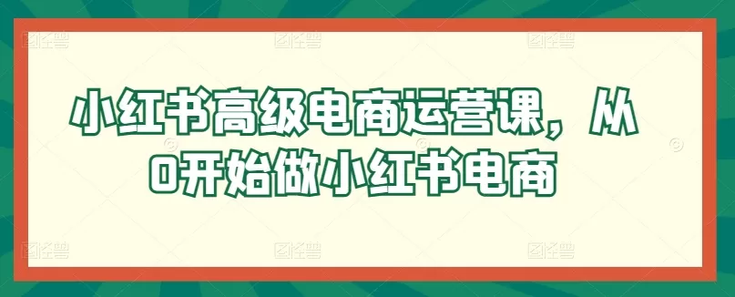 小红书高级电商运营课，从0开始做小红书电商 - 淘客掘金网-淘客掘金网