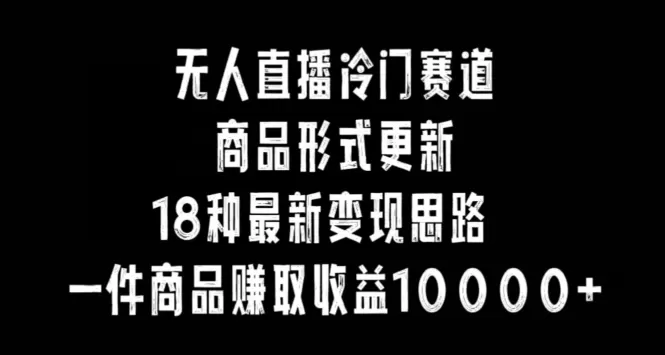 无人直播冷门赛道，商品形式更新，18种变现思路，一件商品赚取收益10000+ - 淘客掘金网-淘客掘金网