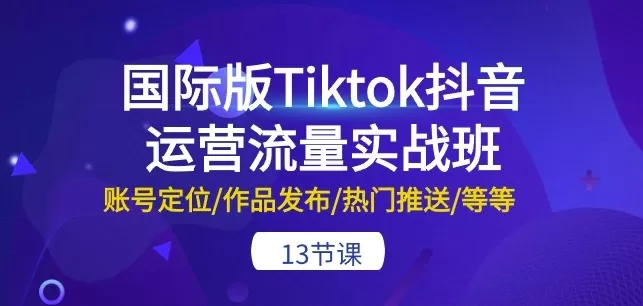 国际版Tiktok抖音运营流量实战班：账号定位/作品发布/热门推送/等等-13节 - 淘客掘金网-淘客掘金网