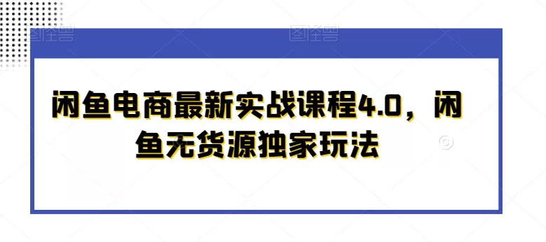 闲鱼电商最新实战课程4.0，闲鱼无货源独家玩法 - 淘客掘金网-淘客掘金网