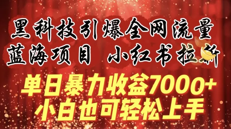 蓝海项目!黑科技引爆全网流量小红书拉新，单日暴力收益7000+，小白也能轻松上手 - 淘客掘金网-淘客掘金网