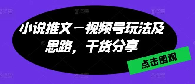 小说推文—视频号玩法及思路，干货分享 - 淘客掘金网-淘客掘金网