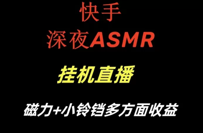 快手深夜性感ASMR挂机直播，磁力+小铃铛收益（附带工具和5G素材） - 淘客掘金网-淘客掘金网