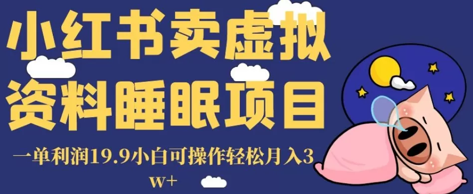 小红书卖虚拟资料睡眠项目，一单利润19.9小白可操作轻松月入3w+【揭秘】 - 淘客掘金网-淘客掘金网