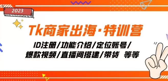 Tk商家出海·特训营：ID注册/功能介绍/定位账号/爆款视频/直播间搭建/带货 - 淘客掘金网-淘客掘金网