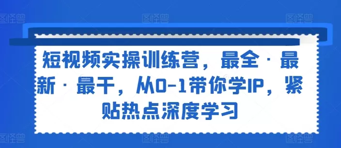 短视频实操训练营，最全·最新·最干，从0-1带你学IP，紧贴热点深度学习 - 淘客掘金网-淘客掘金网