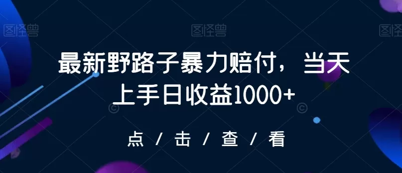 最新野路子暴力赔付，当天上手日收益1000+【仅揭秘】 - 淘客掘金网-淘客掘金网