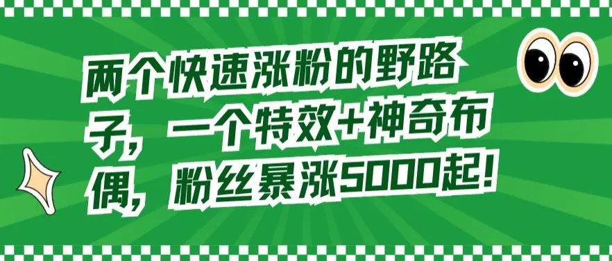 两个快速涨粉的野路子，一个特效+神奇布偶，粉丝暴涨5000起 - 淘客掘金网-淘客掘金网