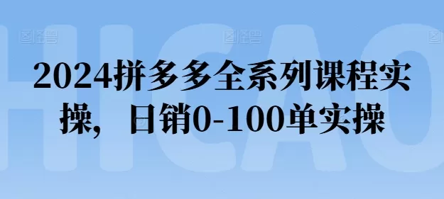 2024拼多多全系列课程实操，日销0-100单实操【必看】 - 淘客掘金网-淘客掘金网