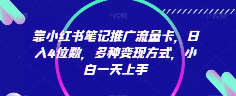 靠小红书笔记推广流量卡，日入4位数，多种变现方式，小白一天上手 - 淘客掘金网-淘客掘金网