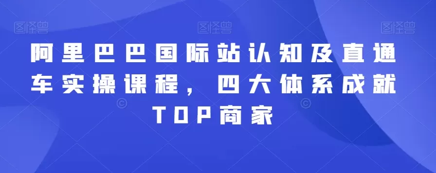 阿里巴巴国际站认知及直通车实操课程，四大体系成就TOP商家 - 淘客掘金网-淘客掘金网