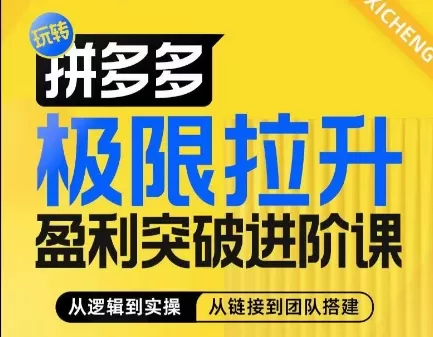 拼多多极限拉升盈利突破进阶课，​从算法到玩法，从玩法到团队搭建，体系化系统性帮助商家实现利润提升 - 淘客掘金网-淘客掘金网