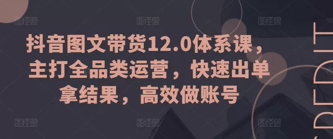 抖音图文带货12.0体系课，主打全品类运营，快速出单拿结果，高效做账号 - 淘客掘金网-淘客掘金网