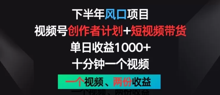 下半年风口项目，视频号创作者计划+视频带货，一个视频两份收益，十分钟一个视频 - 淘客掘金网-淘客掘金网