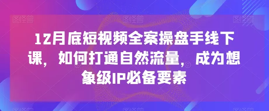 12月底短视频全案操盘手线下课，如何打通自然流量，成为想象级IP必备要素 - 淘客掘金网-淘客掘金网