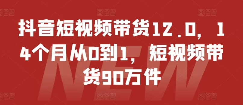 抖音短视频带货12.0，14个月从0到1，短视频带货90万件 - 淘客掘金网-淘客掘金网