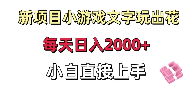 新项目小游戏文字玩出花日入2000+，每天只需一小时，小白直接上手 - 淘客掘金网-淘客掘金网