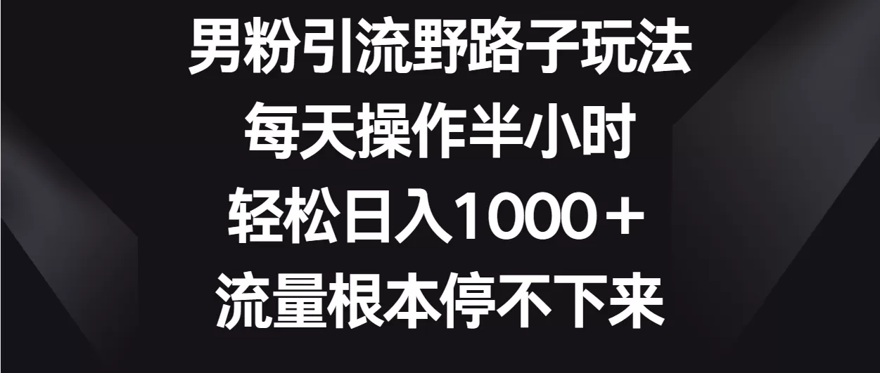 男粉引流野路子玩法，每天操作半小时轻松日入1000＋，流量根本停不下来 - 淘客掘金网-淘客掘金网