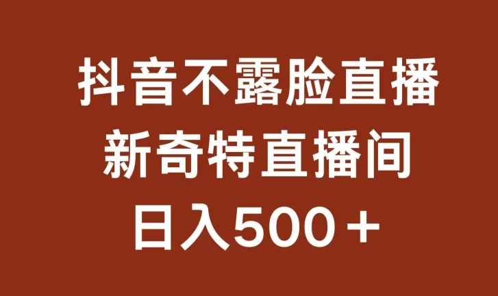 不露脸挂机直播，新奇特直播间，日入500+ - 淘客掘金网-淘客掘金网