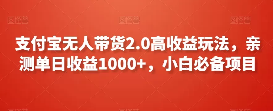 支付宝无人带货2.0高收益玩法，亲测单日收益1000+，小白必备项目 - 淘客掘金网-淘客掘金网