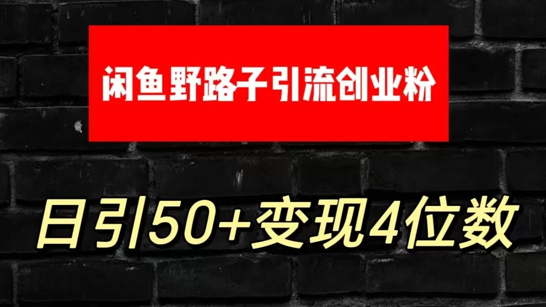 大眼闲鱼野路子引流创业粉，日引50+单日变现四位数 - 淘客掘金网-淘客掘金网