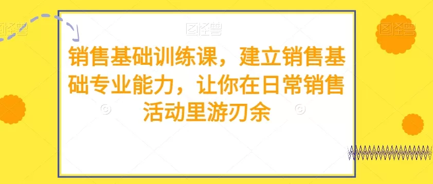 销售基础训练课，建立销售基础专业能力，让你在日常销售活动里游刃余 - 淘客掘金网-淘客掘金网