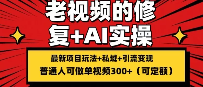 修复老视频的玩法，搬砖+引流的变现(可持久)，单条收益300+ - 淘客掘金网-淘客掘金网