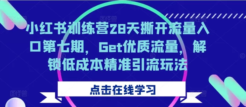 小红书训练营28天撕开流量入口第七期，Get优质流量，解锁低成本精准引流玩法 - 淘客掘金网-淘客掘金网