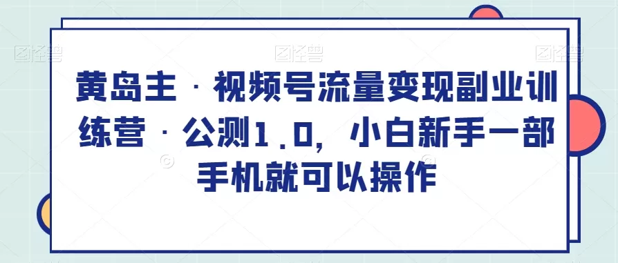 黄岛主·视频号流量变现副业训练营·公测1.0，小白新手一部手机就可以操作 - 淘客掘金网-淘客掘金网