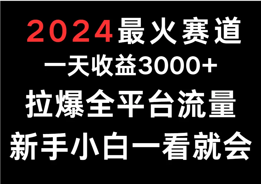 2024最火赛道，一天收一3000+.拉爆全平台流量，新手小白一看就会 - 淘客掘金网-淘客掘金网