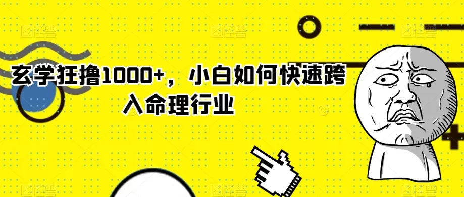 玄学狂撸1000+，小白如何快速跨入命理行业 - 淘客掘金网-淘客掘金网