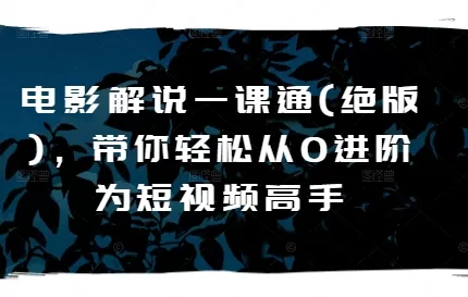 电影解说一课通(绝版)，带你轻松从0进阶为短视频高手 - 淘客掘金网-淘客掘金网