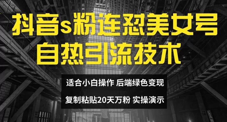 抖音s粉连怼美女号自热引流技术复制粘贴，20天万粉账号，无需实名制，矩阵操作 - 淘客掘金网-淘客掘金网