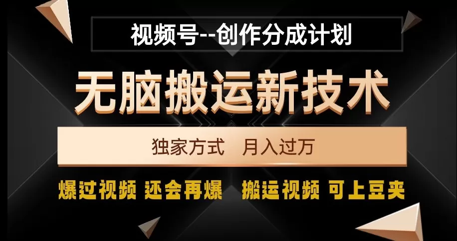 视频号无脑搬运新技术，破原创壕流量，独家方式，爆过视频，还会再爆【揭秘】 - 淘客掘金网-淘客掘金网