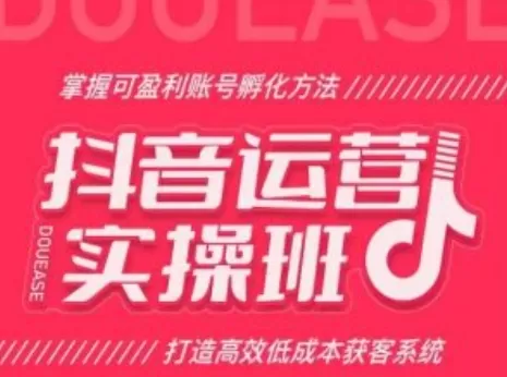 抖音运营实操班，掌握可盈利账号孵化方法，打造高效低成本获客系统 - 淘客掘金网-淘客掘金网