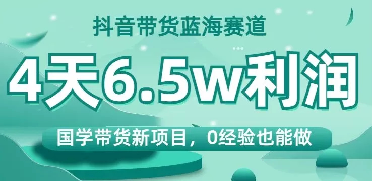 抖音带货蓝海赛道，国学带货新项目，0经验也能做，4天6.5w利润【揭秘】 - 淘客掘金网-淘客掘金网