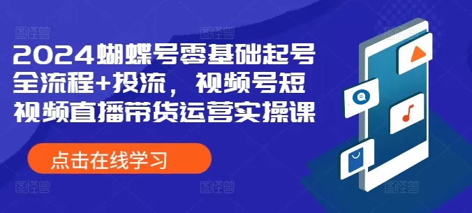 2024蝴蝶号零基础起号全流程+投流，视频号短视频直播带货运营实操课 - 淘客掘金网-淘客掘金网