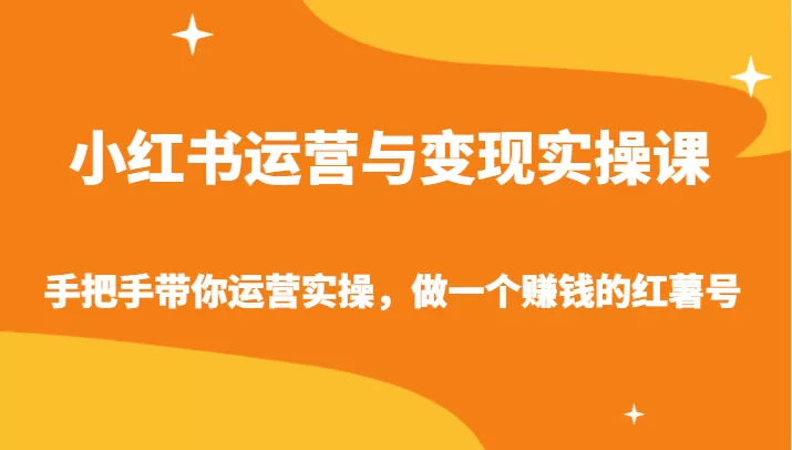 小红书运营与变现实操课-手把手带你运营实操，做一个赚钱的红薯号 - 淘客掘金网-淘客掘金网