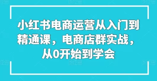 小红书电商运营从入门到精通课，电商店群实战，从0开始到学会 - 淘客掘金网-淘客掘金网