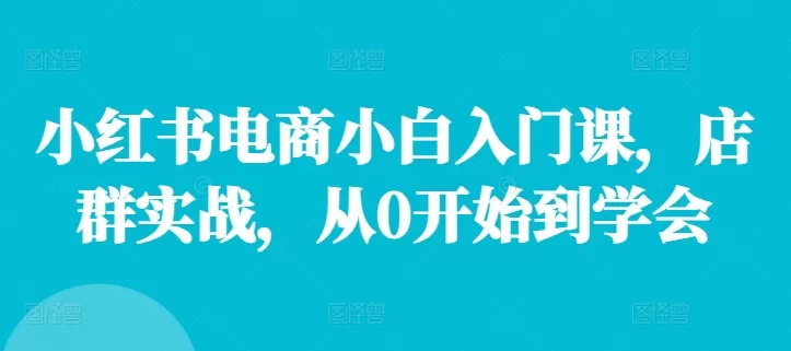 小红书电商小白入门课，店群实战，从0开始到学会 - 淘客掘金网-淘客掘金网