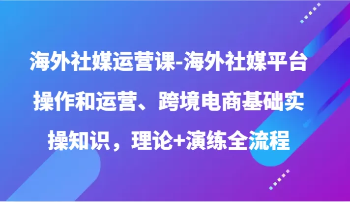 海外社媒运营课-海外社媒平台操作和运营、跨境电商基础实操知识，理论+演练全流程 - 淘客掘金网-淘客掘金网