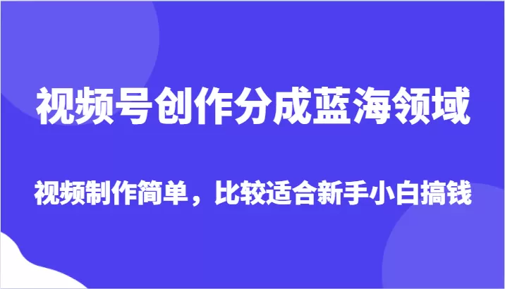 视频号创作分成蓝海领域，视频制作简单，比较适合新手小白搞钱 - 淘客掘金网-淘客掘金网