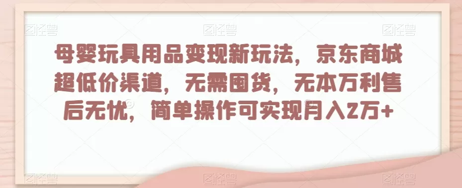 母婴玩具用品变现新玩法，京东商城超低价渠道，简单操作可实现月入2万+【揭秘】 - 淘客掘金网-淘客掘金网